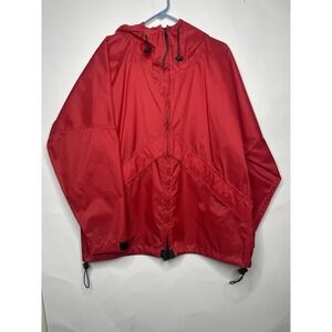 L.L bean Outdoors Jacket Women's‎ Size Medium Red Lightweight Hooded Zip Pockets